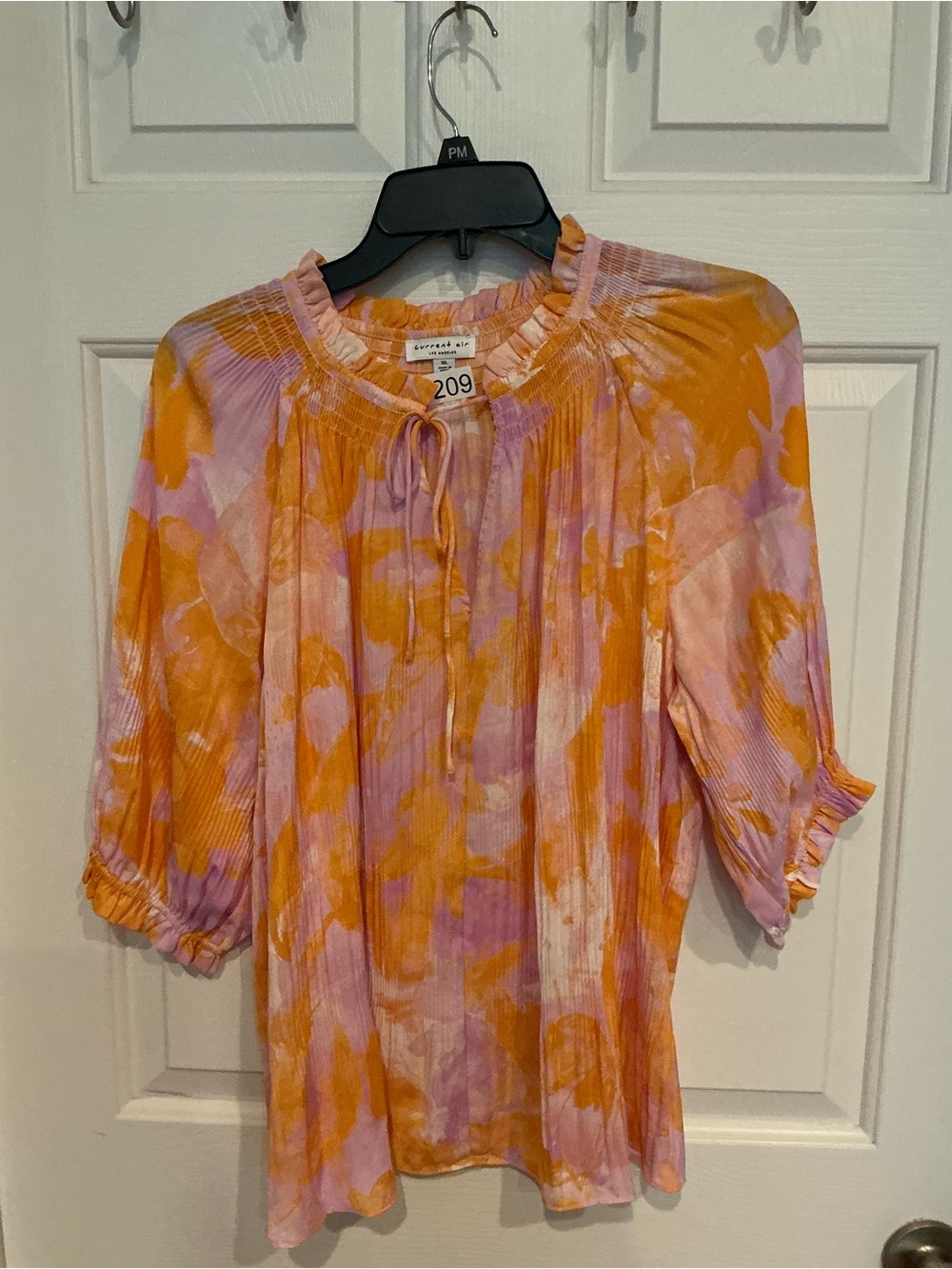 Current Air Orange & Pink Tie-Dye Peasant Blouse